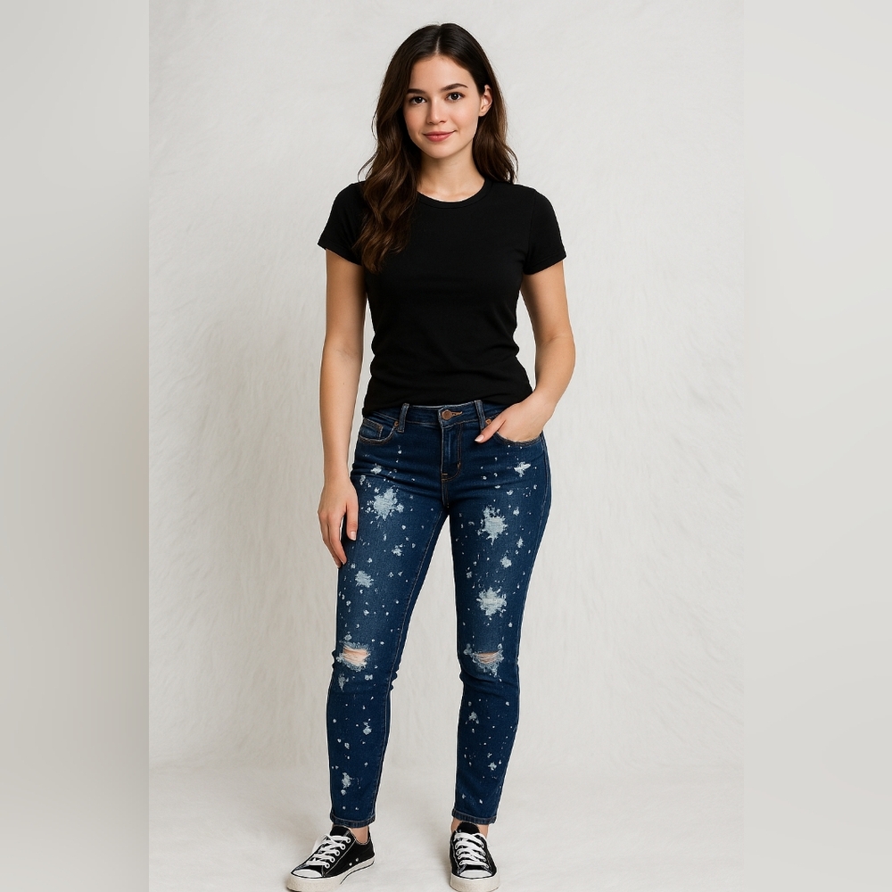 Ab) Blue Splatter Paint Jeans What's Hot jeans.Size 5 Denim Distressed